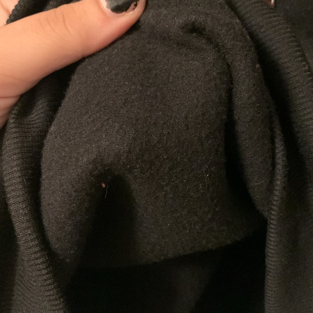 hand sewn patchwork fall black fleece hoodie size xxl - Picture 11 of 12